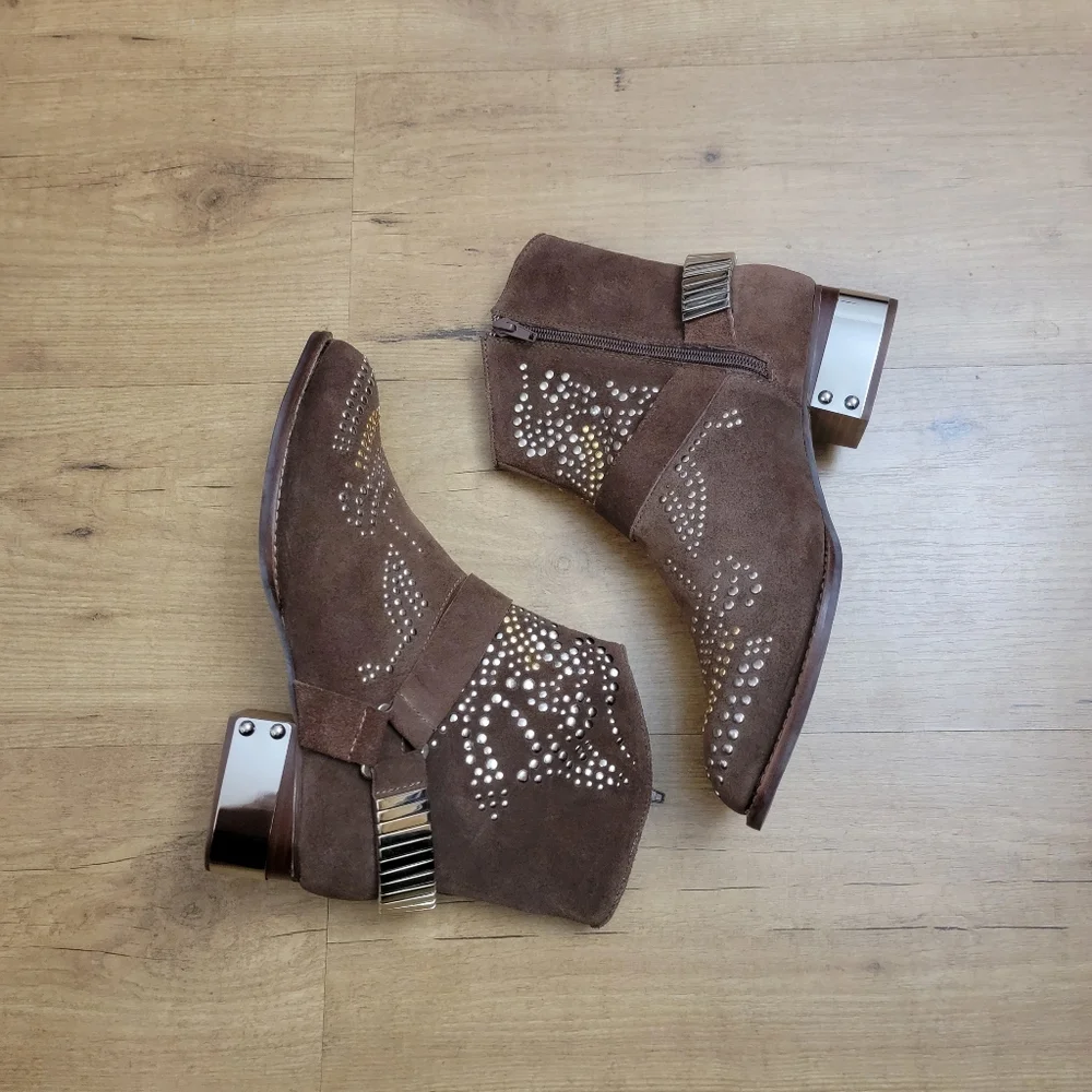 Jeffrey Campbell Suede Presley Studded Cowboy Boots - Picture 4 of 12